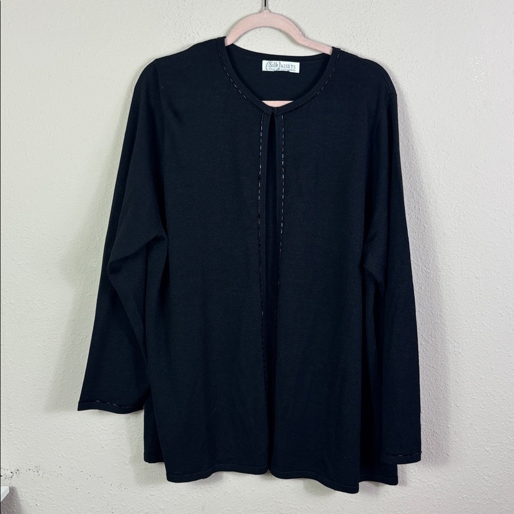 Silk Assets x Diane Von Furstenberg Embellished Beaded Cardigan Dark Grey sz L